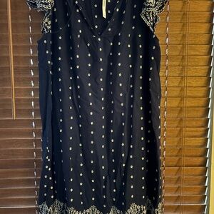 Old Navy Black Dress with Gold Embroidery